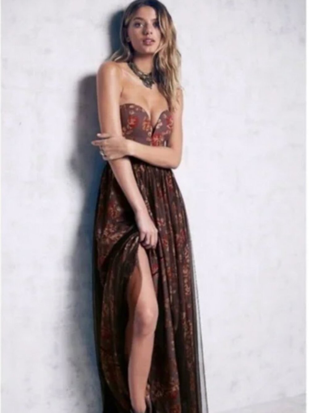 Free People Dare to Dream Floral Strapless Maxi Dress/Gown
